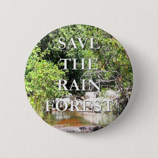 Badge Rond 5 Cm Sauvez Le Paysage De La Forêt De Pluie (Devant)