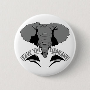 Badge Rond 5 Cm Sauvez l'éléphant