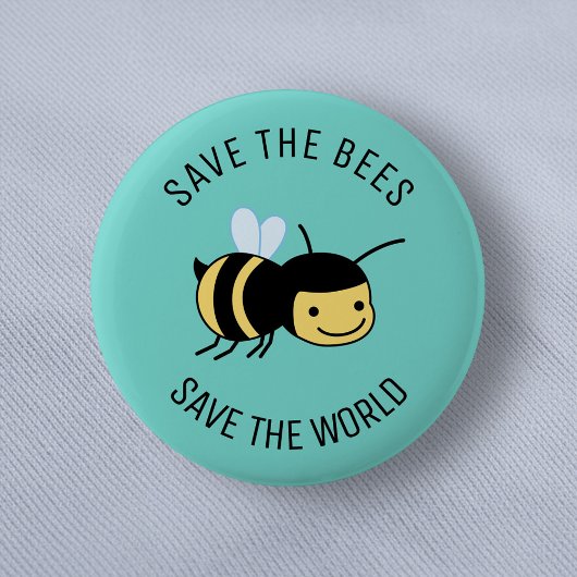 Badge Rond 5 Cm Sauvez les abeilles, Bonne Petite Abeille sur Vert