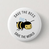 Badge Rond 5 Cm Sauvez les abeilles, Joyeuse petite abeille (Devant)