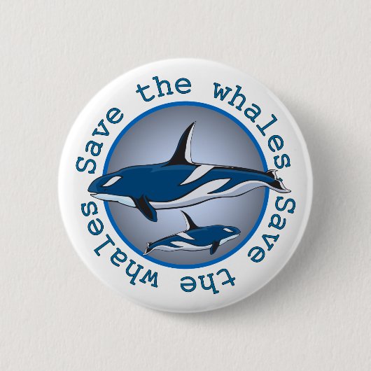 Badge Rond 5 Cm Sauvez les baleines (Devant)