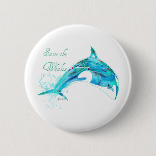 Badge Rond 5 Cm Sauvez les baleines bleues
