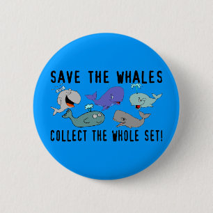 Badge Rond 5 Cm Sauvez les baleines réglées