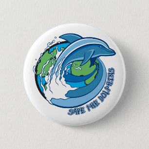 Badge Rond 5 Cm Sauvez les dauphins