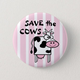 Badge Rond 5 Cm Sauvez les droits des animaux mignons de vaches