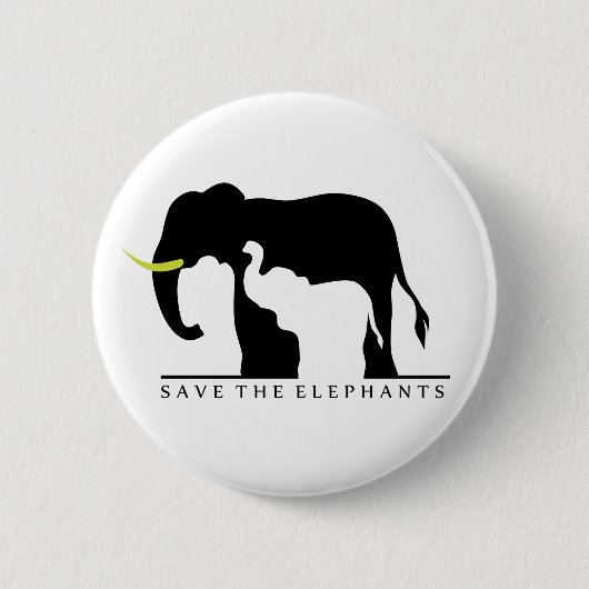 Badge Rond 5 Cm Sauvez les éléphants (blanc) (Devant)