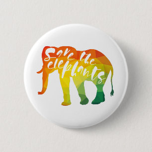 Badge Rond 5 Cm Sauvez les éléphants. Calligraphie, art graphique