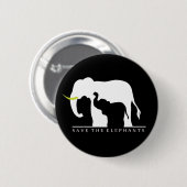 Badge Rond 5 Cm Sauvez les éléphants (noirs) (Devant & derrière)
