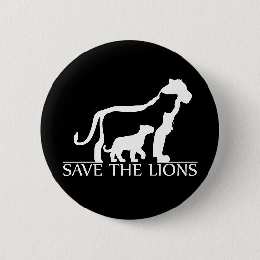 Badge Rond 5 Cm Sauvez les lions (blancs) (Devant)