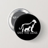 Badge Rond 5 Cm Sauvez les lions (blancs) (Devant & derrière)