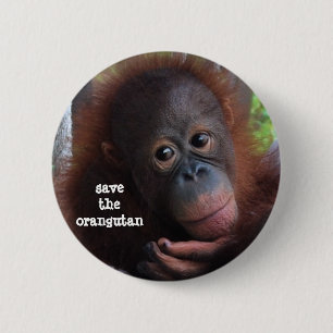 Badge Rond 5 Cm Sauvez les orangs-outans !