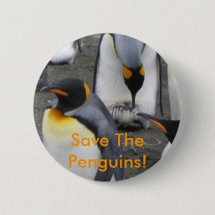 Badge Rond 5 Cm Sauvez les pingouins ! Bouton