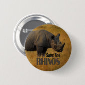Badge Rond 5 Cm Sauvez Les Rhinos (Devant & derrière)
