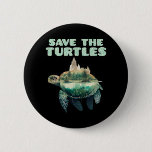Badge Rond 5 Cm Sauvez les tortues animaux en danger Terre