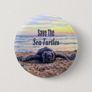 Badge Rond 5 Cm Sauvez les tortues marines