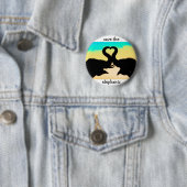 Badge Rond 5 Cm Sauvez les troncs de coeur d'éléphants (En situation)