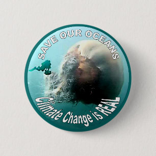 Badge Rond 5 Cm Sauvez nos océans - bouton