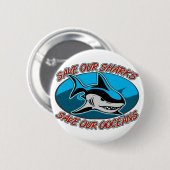 Badge Rond 5 Cm Sauvez nos requins (Devant & derrière)
