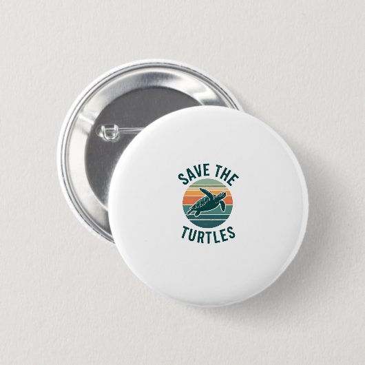 Badge Rond 5 Cm Save The Turtles Animal Turtle Pet Lover (2) (Devant & derrière)