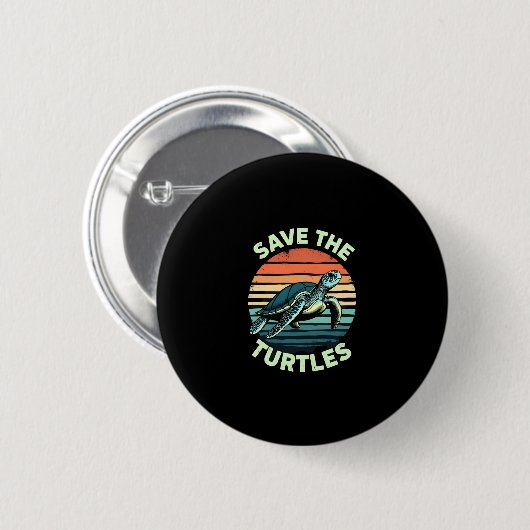 Badge Rond 5 Cm Save The Turtles Animal Turtle Pet Lover (2) (Devant & derrière)