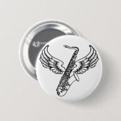 Badge Rond 5 Cm Saxo à ailes (Devant & derrière)