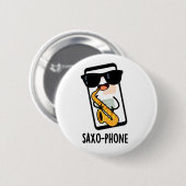 Badge Rond 5 Cm Saxo-phone amusant de téléphones cellulaires Puns (Devant & derrière)