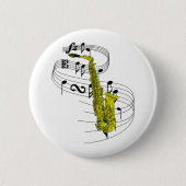 Badge Rond 5 Cm Saxophone (Devant)