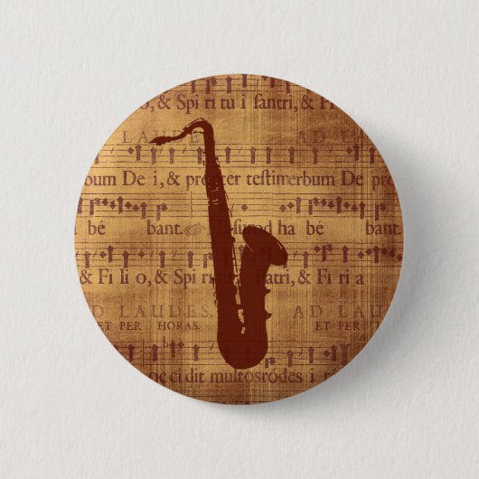 Badge Rond 5 Cm Saxophone antique (Devant)