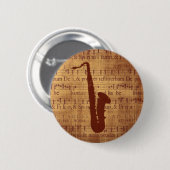 Badge Rond 5 Cm Saxophone antique (Devant & derrière)