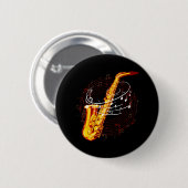 Badge Rond 5 Cm Saxophone cool Pour Notes Musiques Jazz Musicien S (Devant & derrière)