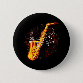 Badge Rond 5 Cm Saxophone cool Pour Notes Musiques Jazz Musicien S