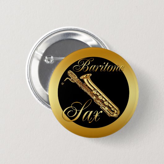 BADGE ROND 5 CM SAXOPHONE DE BARYTON (Devant & derrière)