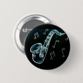 Badge Rond 5 Cm Saxophone et notes de musique (Devant & derrière)
