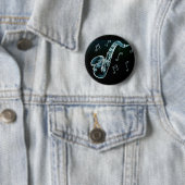 Badge Rond 5 Cm Saxophone et notes de musique (En situation)