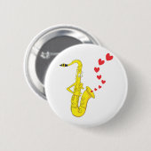 Badge Rond 5 Cm Saxophone fait sur commande chantant une sérénade (Devant & derrière)