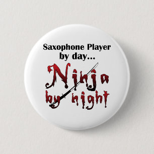 Badge Rond 5 Cm Saxophone Ninja