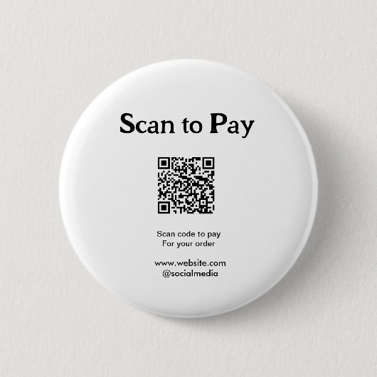 Badge Rond 5 Cm Scanner pour payer la commande QR code ajouter un (Devant)