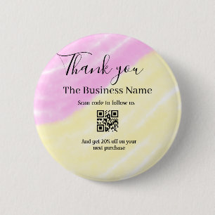 Badge Rond 5 Cm Scannez le QR pour nous suivre merci code de réduc