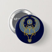 Badge Rond 5 Cm Scarabée à ailes par Egyptien, bleu (Devant & derrière)
