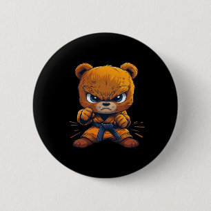Badge Rond 5 Cm Scary Martial Arts Fighter Karate Boxer Comt Kung