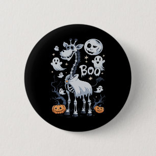 Badge Rond 5 Cm Scary Skeleton Giraffe Dans Ghosts Halloween