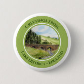 Badge Rond 5 Cm Scawgill Bridge over river Aiken Lake District UK (Devant)