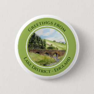 Badge Rond 5 Cm Scawgill Bridge over river Aiken Lake District UK