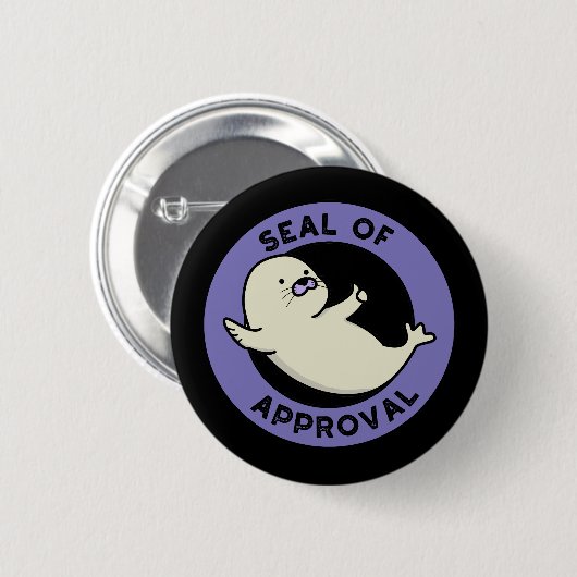 Badge Rond 5 Cm Sceau d'approbation Drôle Seal Pun Dark BG (Devant & derrière)