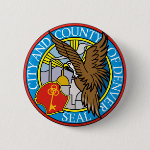 Badge Rond 5 Cm Sceau de Denver, bouton du Colorado
