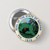 Badge Rond 5 Cm Sceau de l'État de l'Indiana (Devant & derrière)