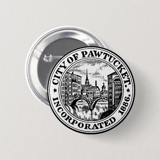 Badge Rond 5 Cm Sceau de Pawtucket, Rhode Island (Devant & derrière)