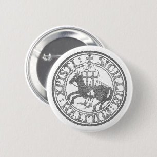 Badge Rond 5 Cm Sceau des Templiers Deux Chevaliers Médaillon de C