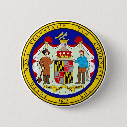 Badge Rond 5 Cm Sceau d'État du Maryland (Devant)