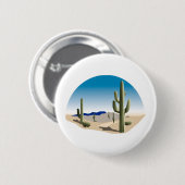 Badge Rond 5 Cm Scène de Cactus Prairie (Devant & derrière)